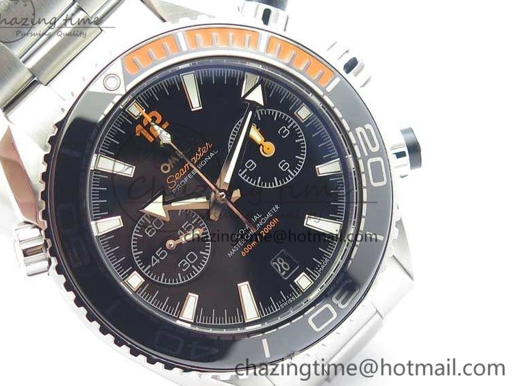 0120 FastDry Planet Ocean Master Chrono SS OM 1:1 Best Edition Black Dial On SS Bracelet A9900 V 8112